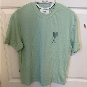 Ami Mint Green Heart 'A' Logo Tee